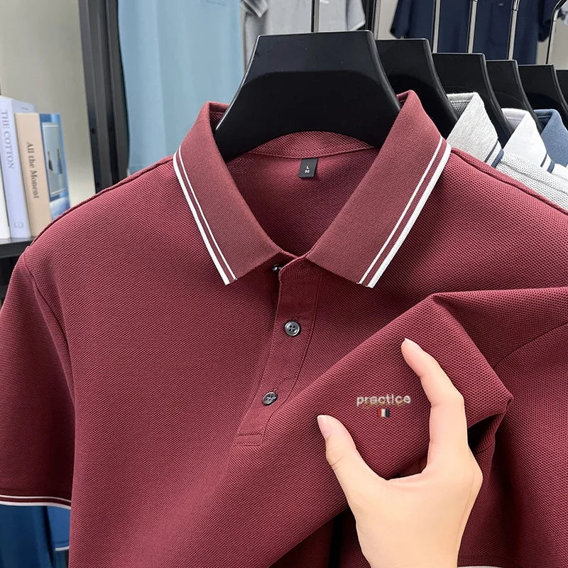 100% pure cotton men's highend brand customized new embroidered short sleeve polo shirt summer casual comfortable breathable top