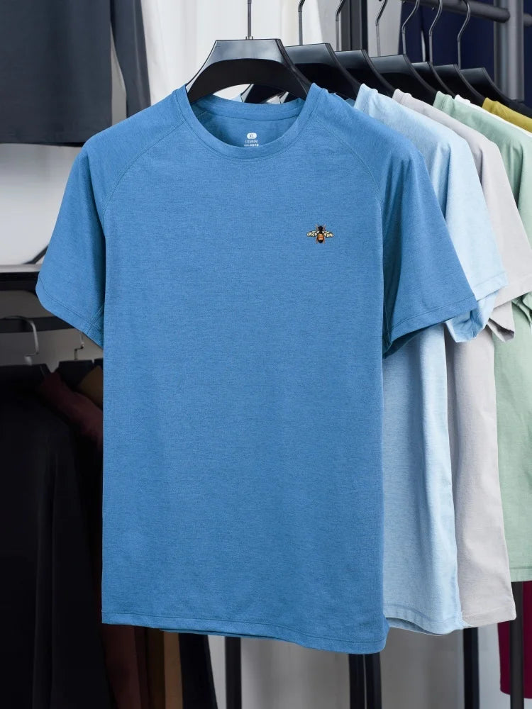 New Men's 100% Cotton Fashion Round Neck Short Sleeve T-shirt for Summer 2026, Business, Leisure, Comfortable and Breathable