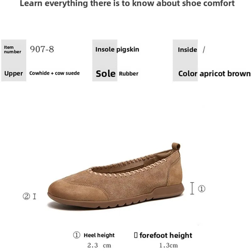 Women's Flat Shoes - 2026 New Style Leather Casual Fashion Single Shoes - Women's Wide-Toe Comfortable Mom Shoes Loafers Women