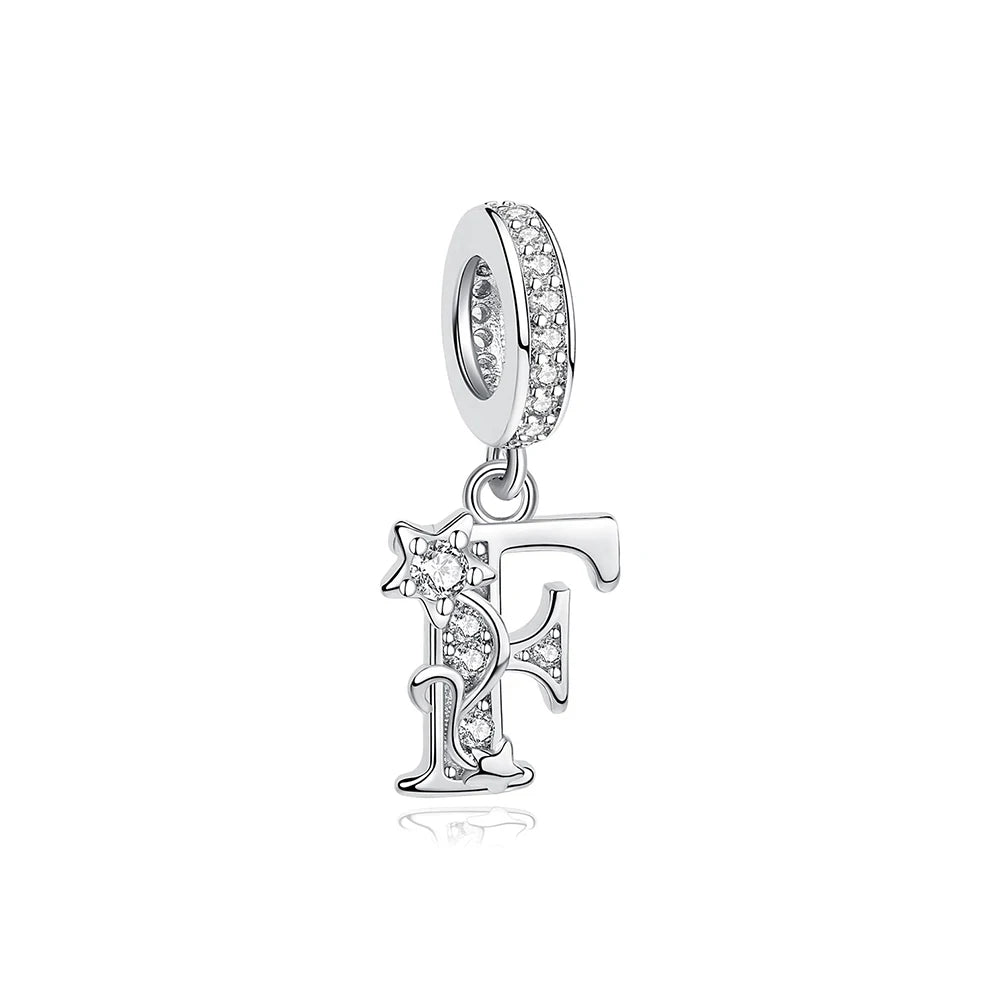 925 Sterling Silver Charms Original Letter Alphabet A-Z Pendant Beads Fit Brand Bracelets Necklaces Diy Jewelry For Women