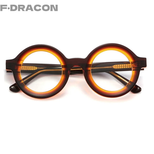 F·DRACON Plate Glasses Frames Retro Round Men And Women Frames Light Luxury Quality Optical Prescription Glasses Frames 23103