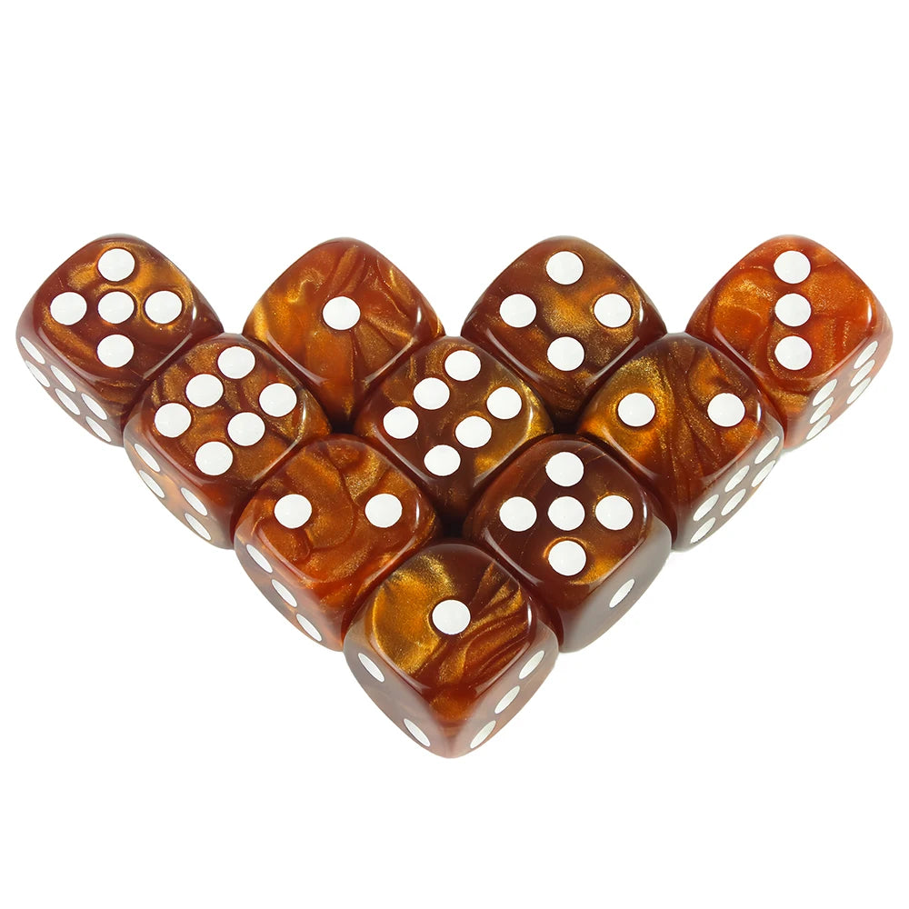 Marble Effect D6 Dice 10pcs 16mm Board Game Dice for Club Party DND RPG Board Game Bar Table Accessories