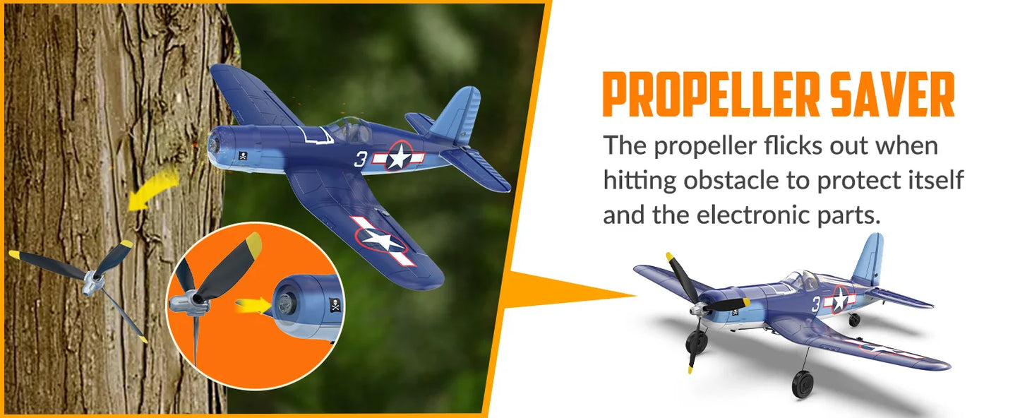 Volantex New F4U Corsair RC Plane EPP Foam 400mm Wingspan 4CH 6-Axis One Key Aerobatics XPilot Stabilization System RTF Airplane