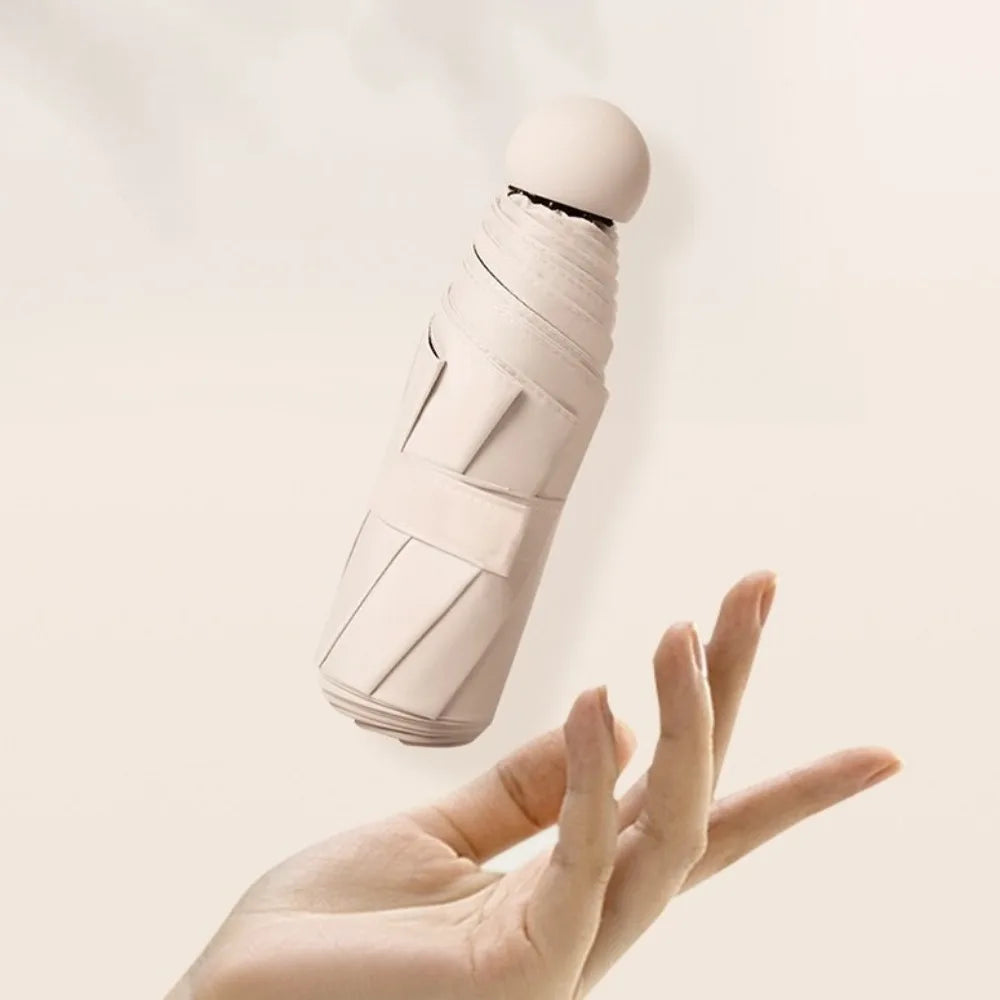 Mini Capsule Folding Umbrella Vinyl with Box Sun Rain Umbrella UV Sunshade Dual Use Protection Travel Accessoreis for Outdoor