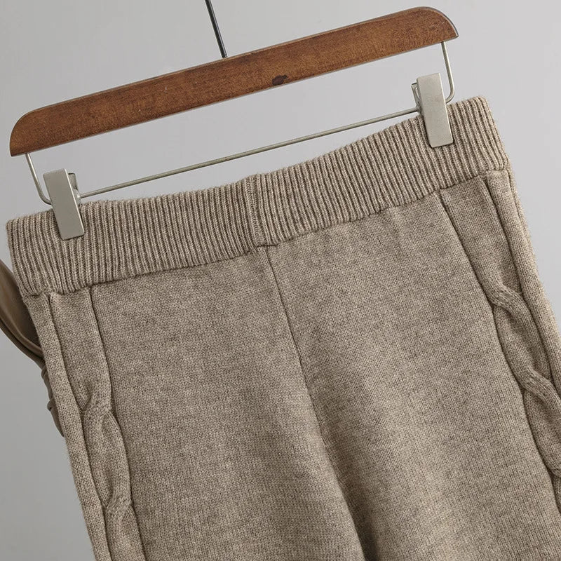 Women's Winter Knitted Suit Warm Loose Two Piece Sets With Hat Womens Outifits Sweater Oversize Casual Knitwear Autumn Suits