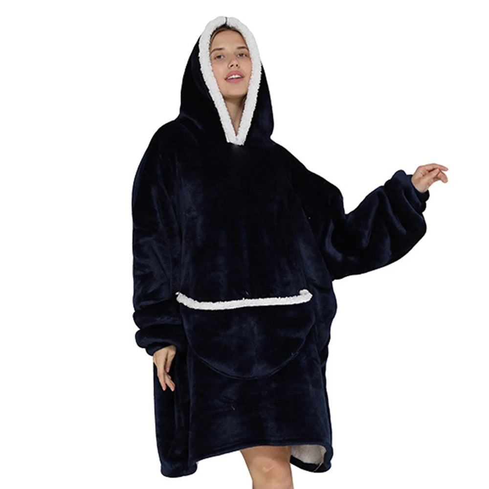Oversized Blanket Hoodie with Big Pockets for Women Christmas Sweaters Hooded Cute Wearable Fleece TV Blanket for Couple Hoodies