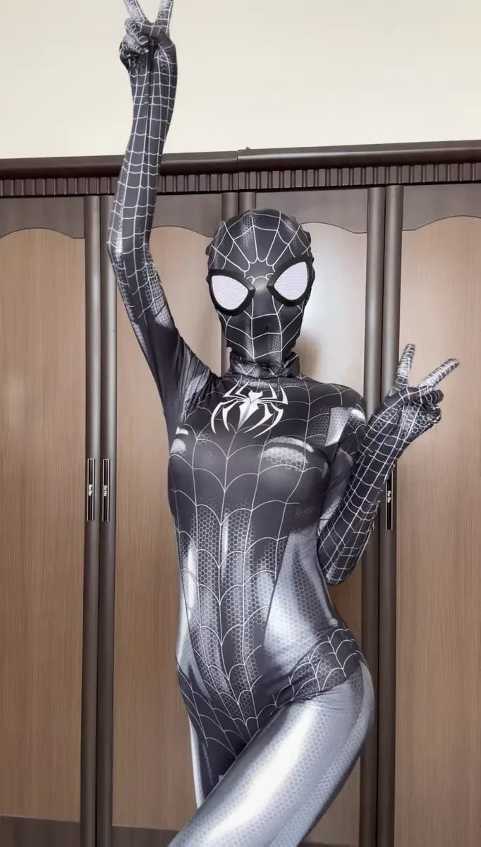 Sexy Black Cat Superhero Cosplay Costume Spider Women Halloween Costume Christmas Tight 3d Printing Jumpuit Bodysuit Toy