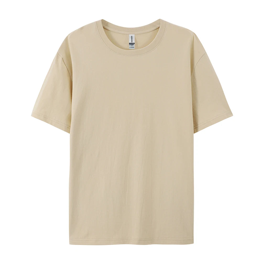 Loose Cotton Solid Tshirts Men Woman Short Sleeve Fashion Brand Trend Couple Clothing Tees Customized Candy Color Summer Tops