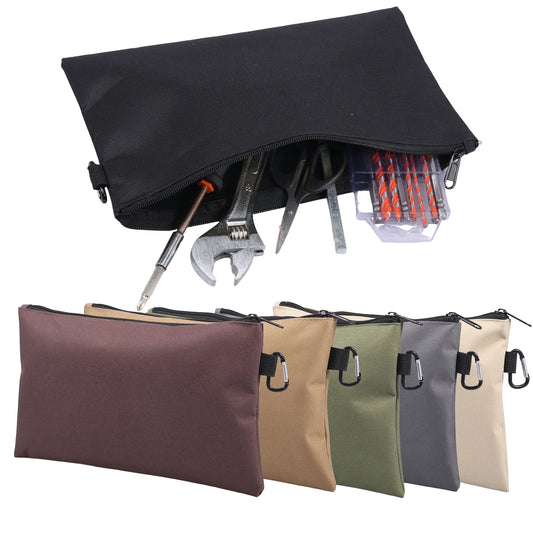 6pcs Tool Bag Zipper Pouch Utility Multipurpose Storage Organizer Tool Pouches with Carabiner Metal Zipper for Tools, Stationary