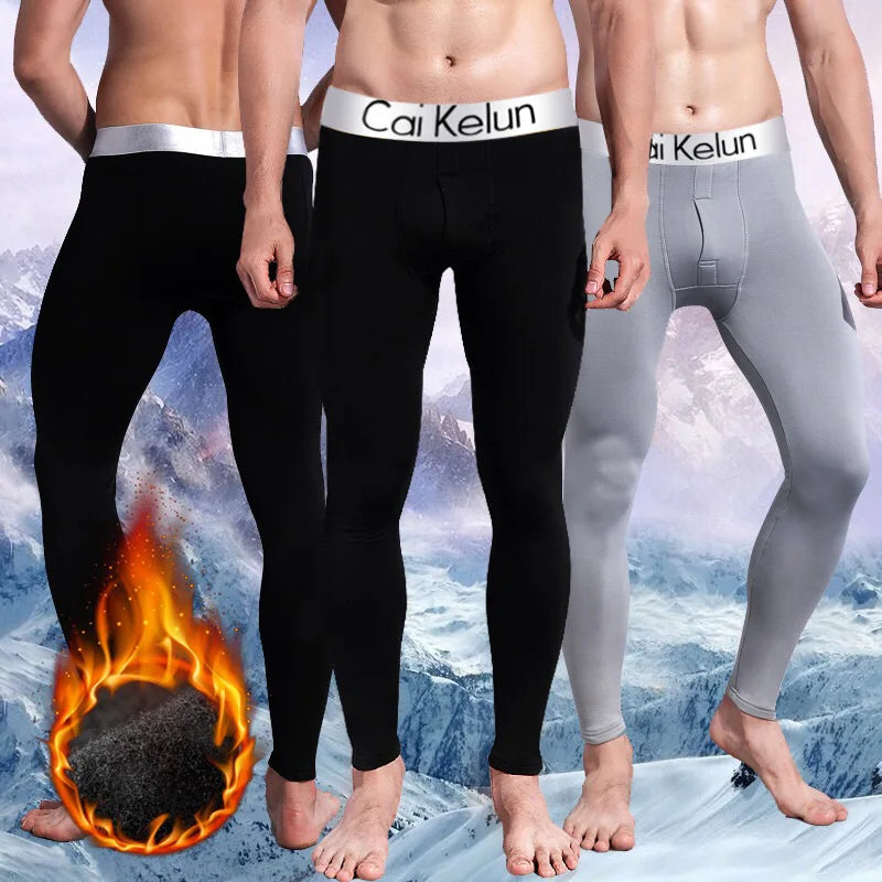 Warm Pants for Men with Plush and Thickened Autumn and Winter High Elasticity, Tight Fitting Sports Bottoms and Slim Fitting Pan