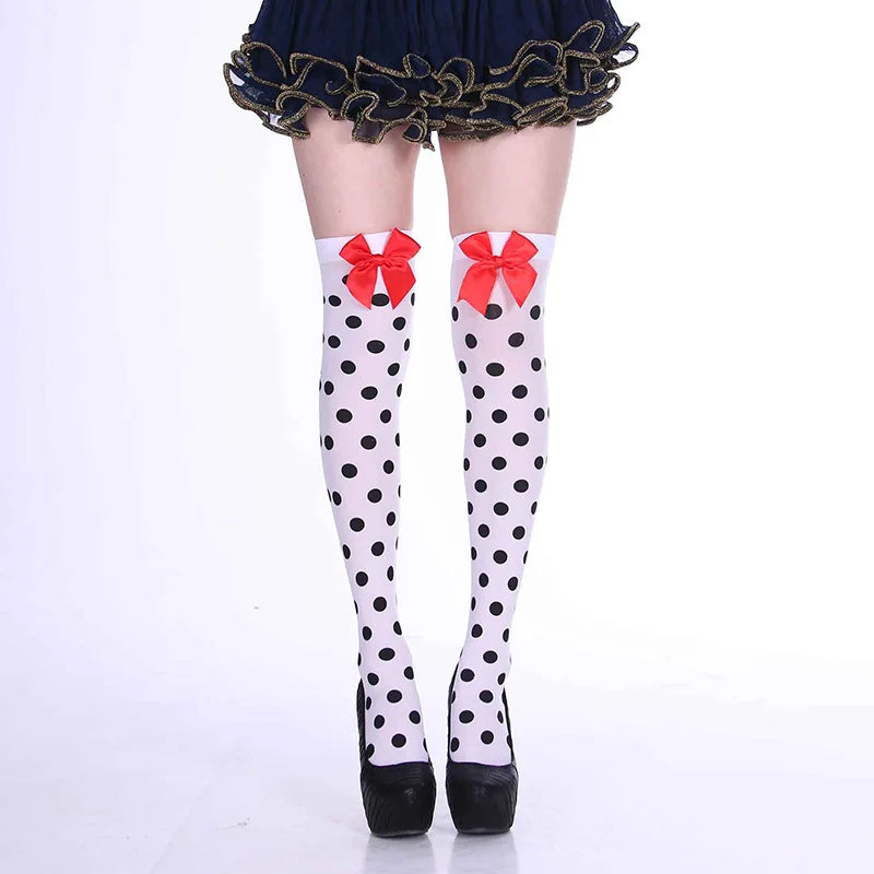 Halloween Party Stockings Clown Dotted Knee High Socks Holiday DIY Decorations