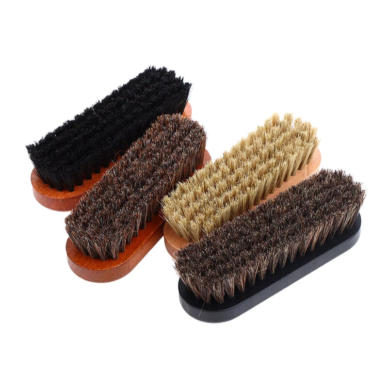 1PC Horse Hair Wood Shoe Brush for Leather Care, Dashboard Detailing and Polishing