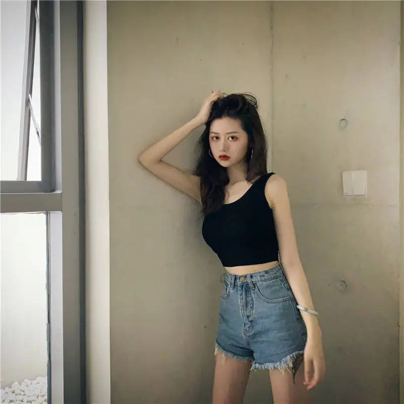 Summer Crop Sexy Tops Women 2022 Women Y2k Aesthetic Clothes Sleeveless Short Vests White Black Grey Korean Harajuku Tank Top