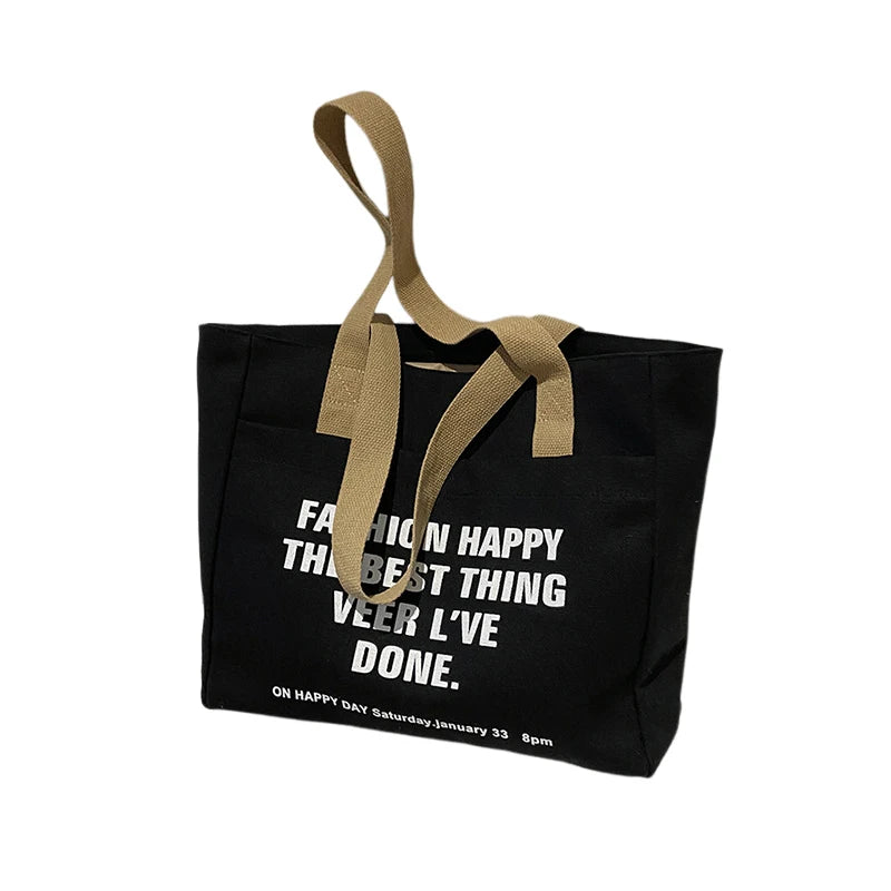 Canvas Tote Bags For Women Large Capacity Single Shoulder Bag Student Classes Commute Laptop Carrying Bag Casual Handbags