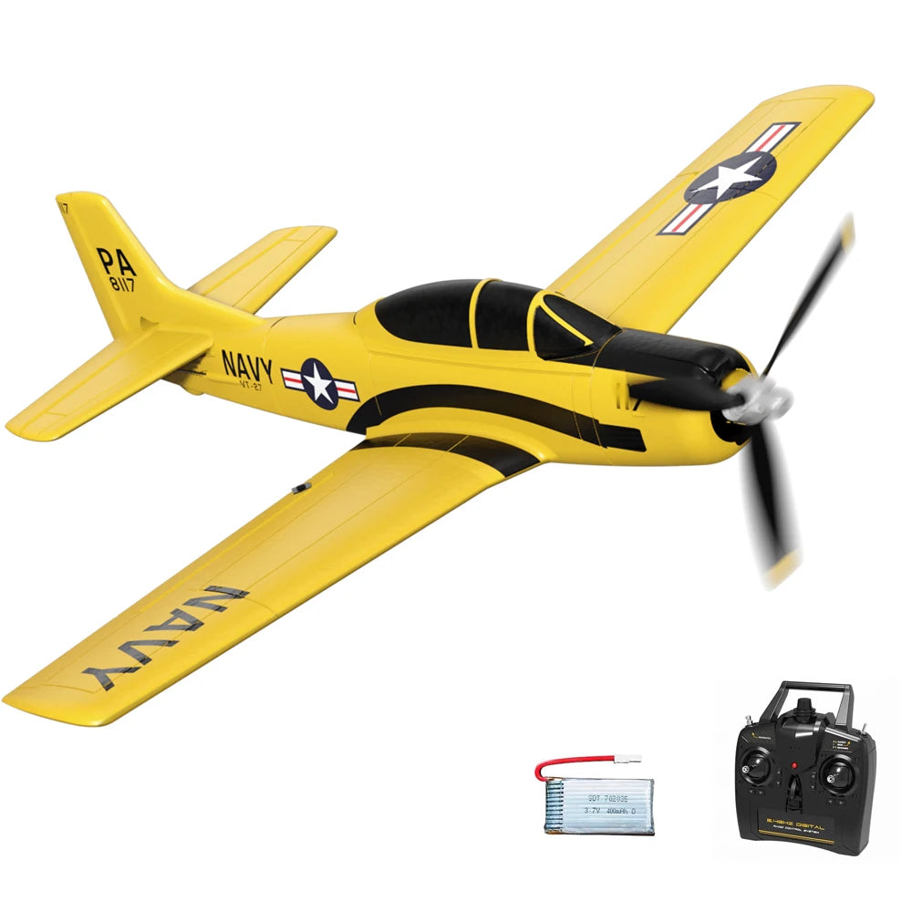 VOLANTEXRC T28 Trojan RC Plane 2.4G 4CH EPP Foam RC Warbird Fighter with Xpilot Self Righting One Key Aerobatic RC Airplane
