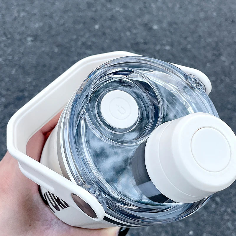 1pc 800ml magnetic lid insulated water bottle, minimalist letter print handle water cup, office and outdoor insulated cup
