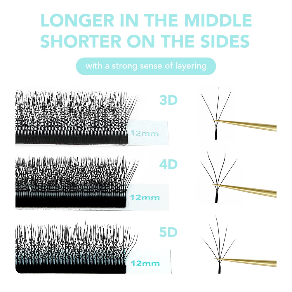 NATUHANA Camellia 3D/4D/5D W-Shape Lashes C/D/L/LU Curl Premade Fan Eyelashes Extension Soft Lightweight Eyelash For Wholesale