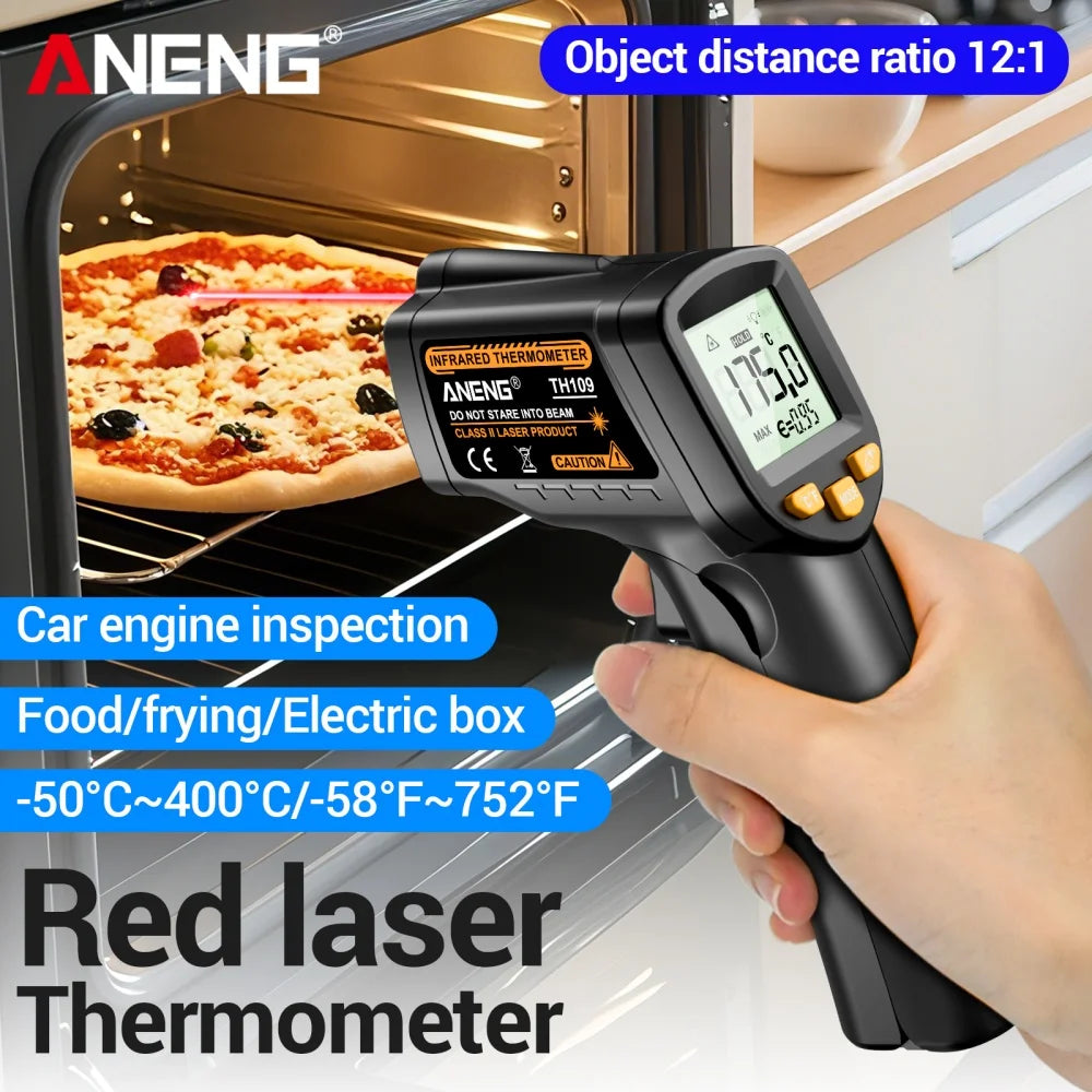ANENG TH109 Thermometer IR Infrared Laser Industrial Temperature Measure Tester Non-Contact Thermometer Pyrometer Meter Tools