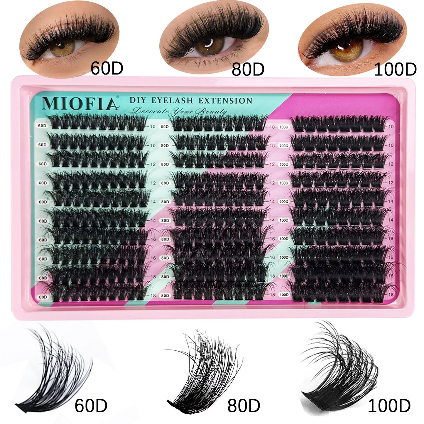 150D/100D/80D/50D Mink Eyelashes 1 Box/14 Rows Natural DIY Eyelash extension 3D Russia Individual Eyelash Cluster Lashes Cilia
