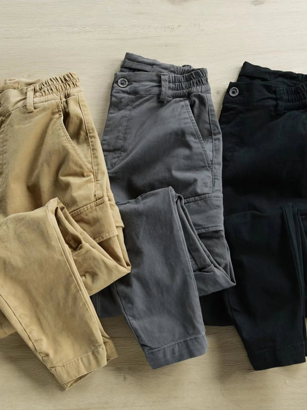 Men's Casual Cotton Work Trousers Straight Leg Loose Fit Autumn Workwear Pants Youthful Vitality Style Wear Resistant Thickened