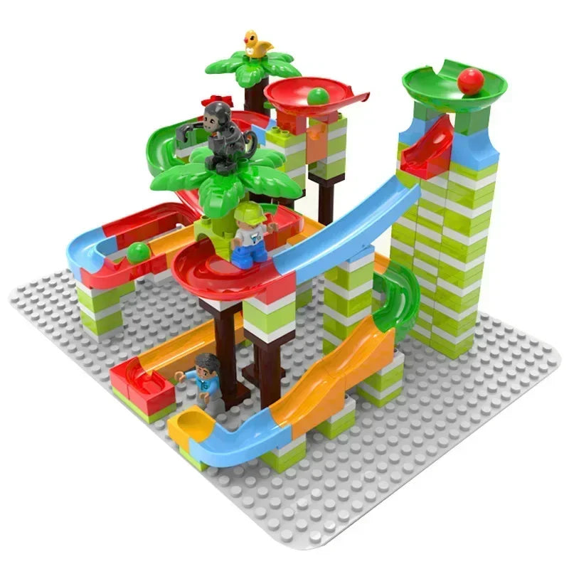 Big Size Building Blocks Marble Race Run Maze Games Compatible Large Bricks Running Ball Chute Giraffe Kids Gift Educational Toy
