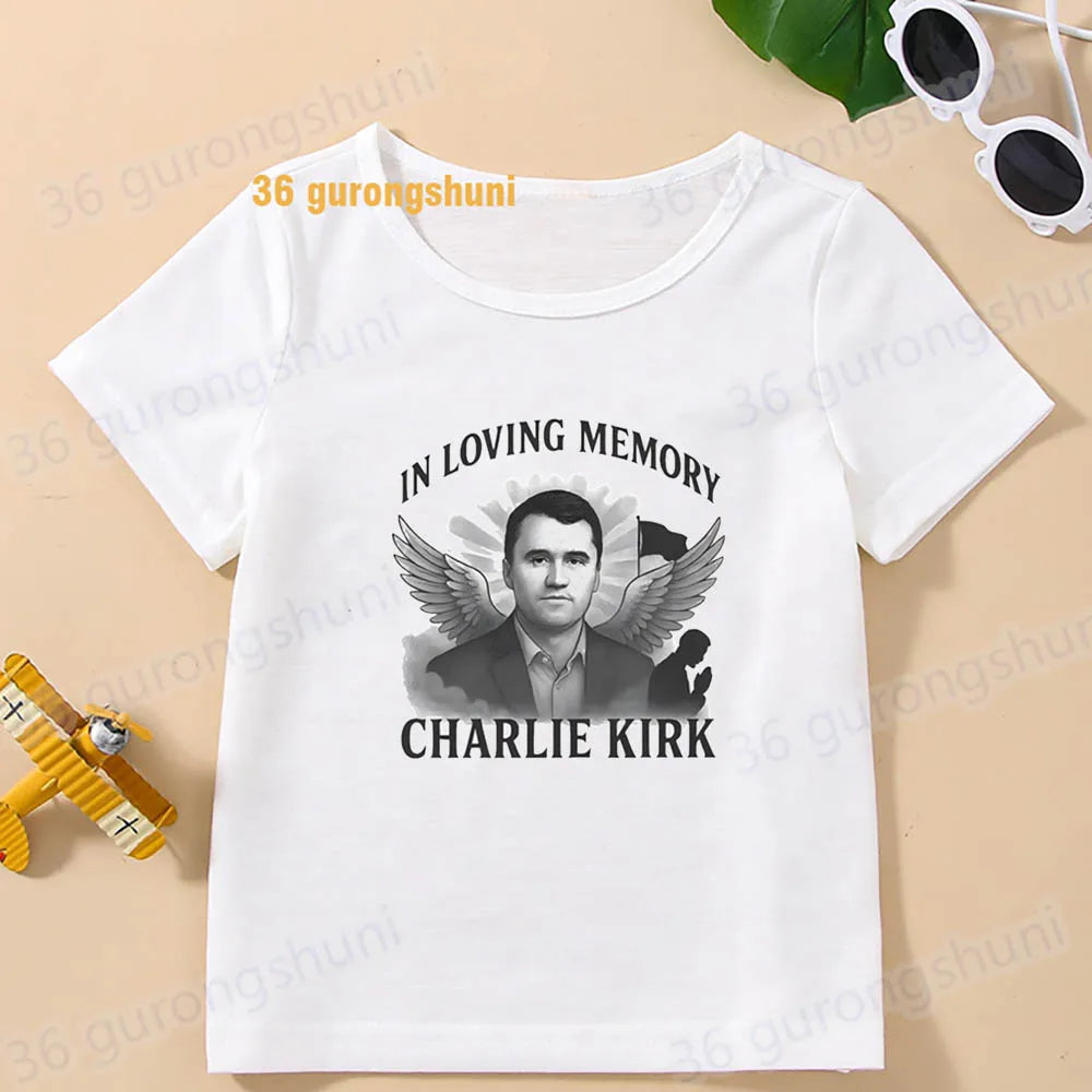 Kids tshirt turning point usa Children clothes Girl t-shirts charlie kirk freedom T shirt Baby tops Boys man summer Short Sleeve