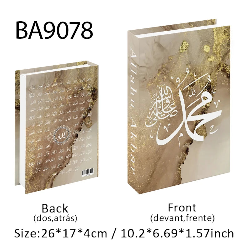 Islamic Kaaba Eid Mosque Luxury Decorative Books Storage Box Fake Book Interior Decoration Coffee Table Ornament Bedroom Decor