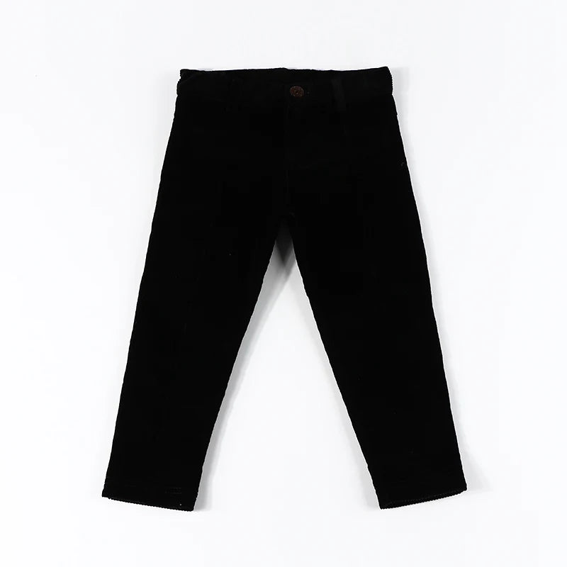 Boys long pants black all seasons trouser high elasticity waistband fashion pants summer kid clothes pants front zipper opening