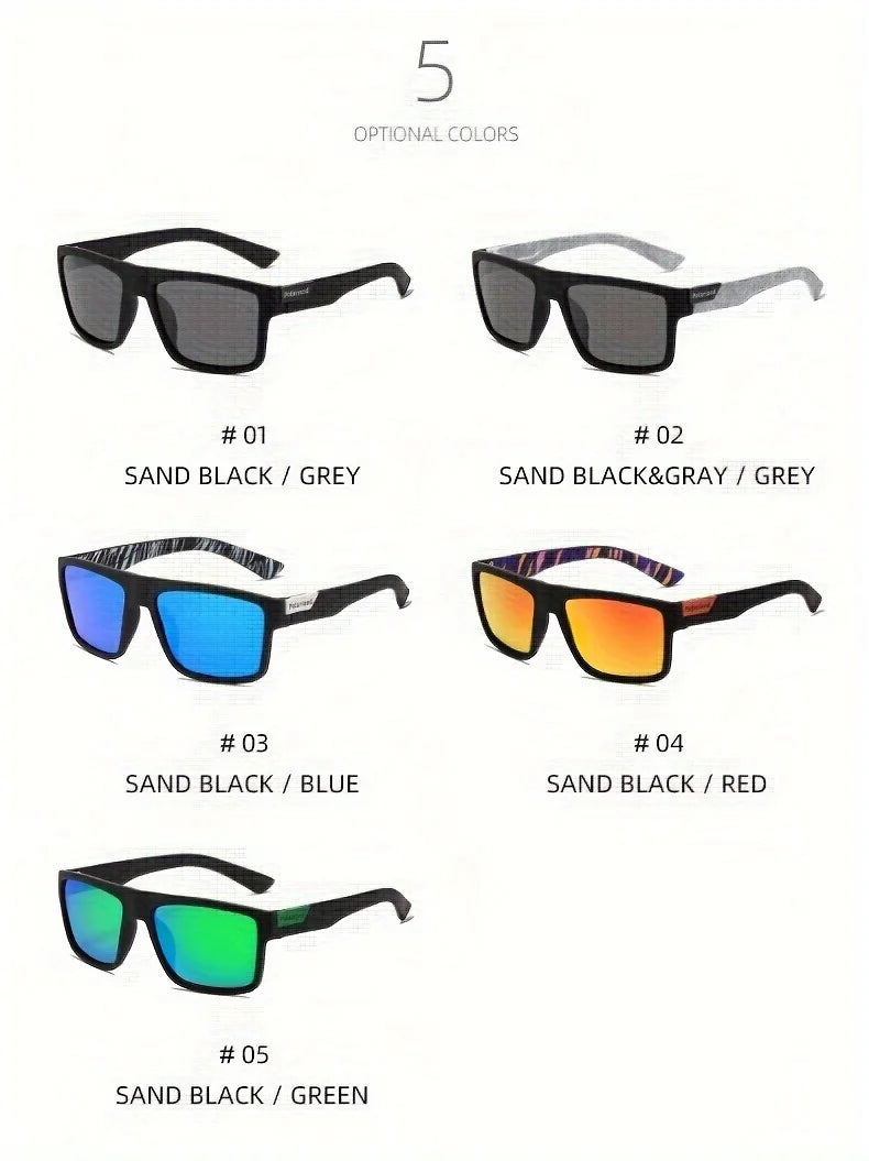2025 Polarized Sports Glasses for Men, TAC Lens, PC Frame, Classic Square Design, Full Coverage, Fishing, Climbing, Outdoor