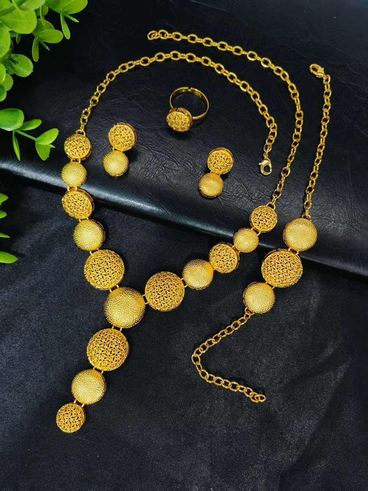 Luxury Indian Jewellery Earrings Necklace Jewelry Sets For Women Dubai Gold Color African Arabic Wedding Bridal Party Gifts
