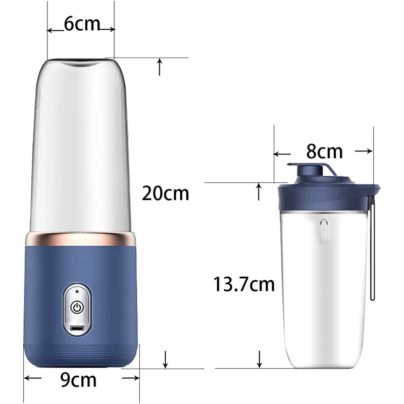 Portable Juicer Cup Smoothie Blender 6 Blade Blender Bottle Household Fruit Juicer Cup USB Rechargeable Juicer Kitchen Tool