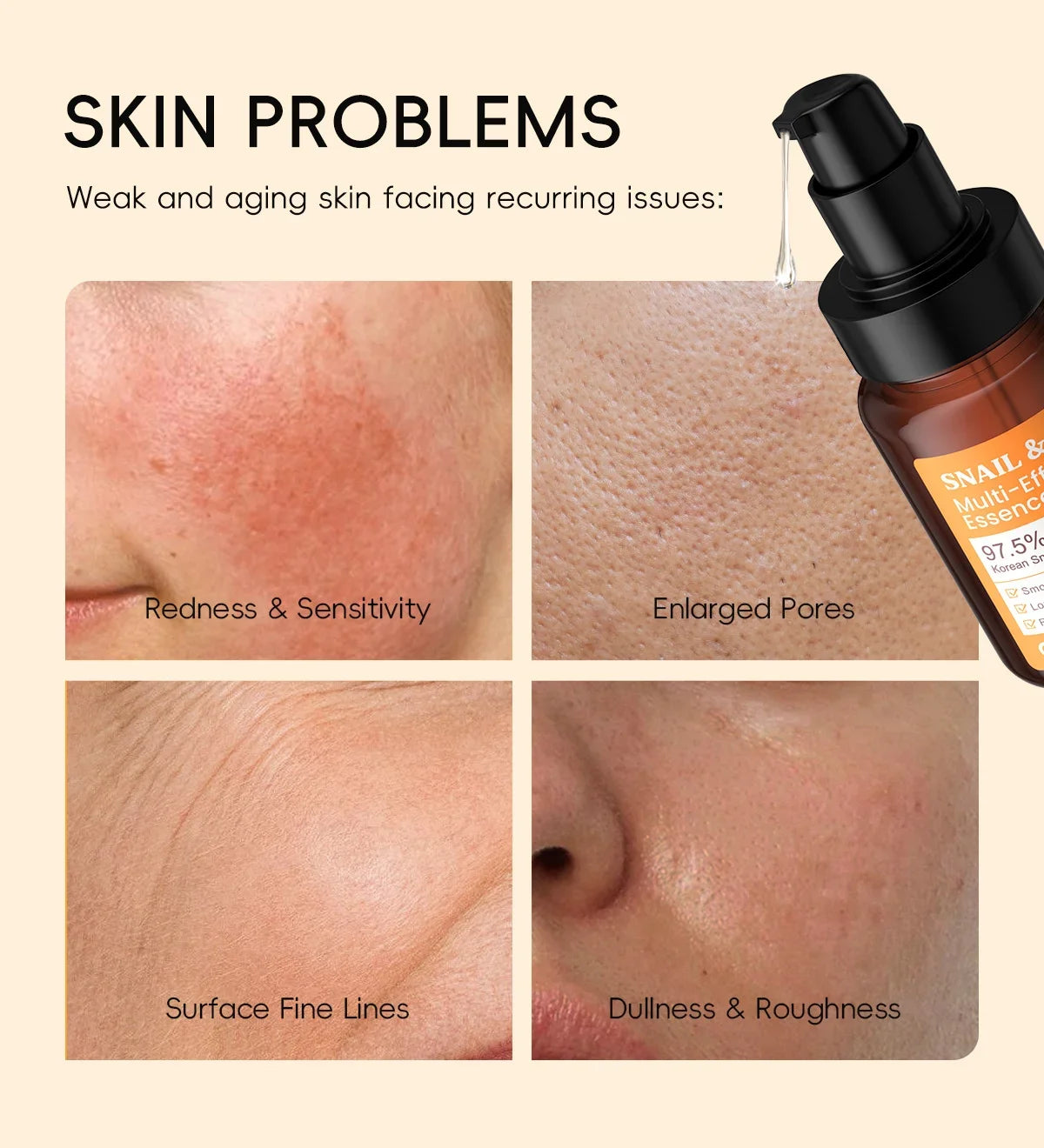 Quiyum 3 Step Set 97.5% Snail Mucin Collagen Hydrating Glowing Skin Korean Skincare