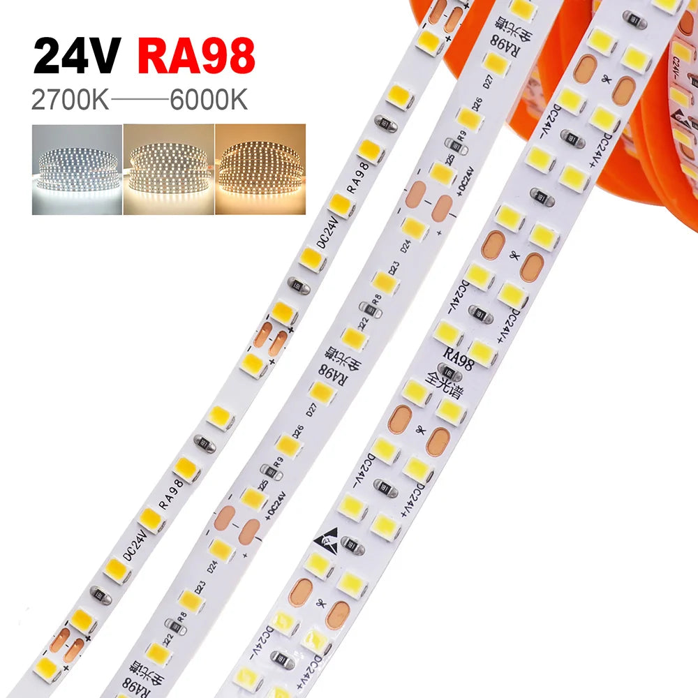 LED Strip Light RA98 5mm 8mm PCB 5m 10m 24V 2835 120 240 LEDs Flexible Adhesive Tape 2700K 3000K 3500K 4000K 5000K 6000K Decor