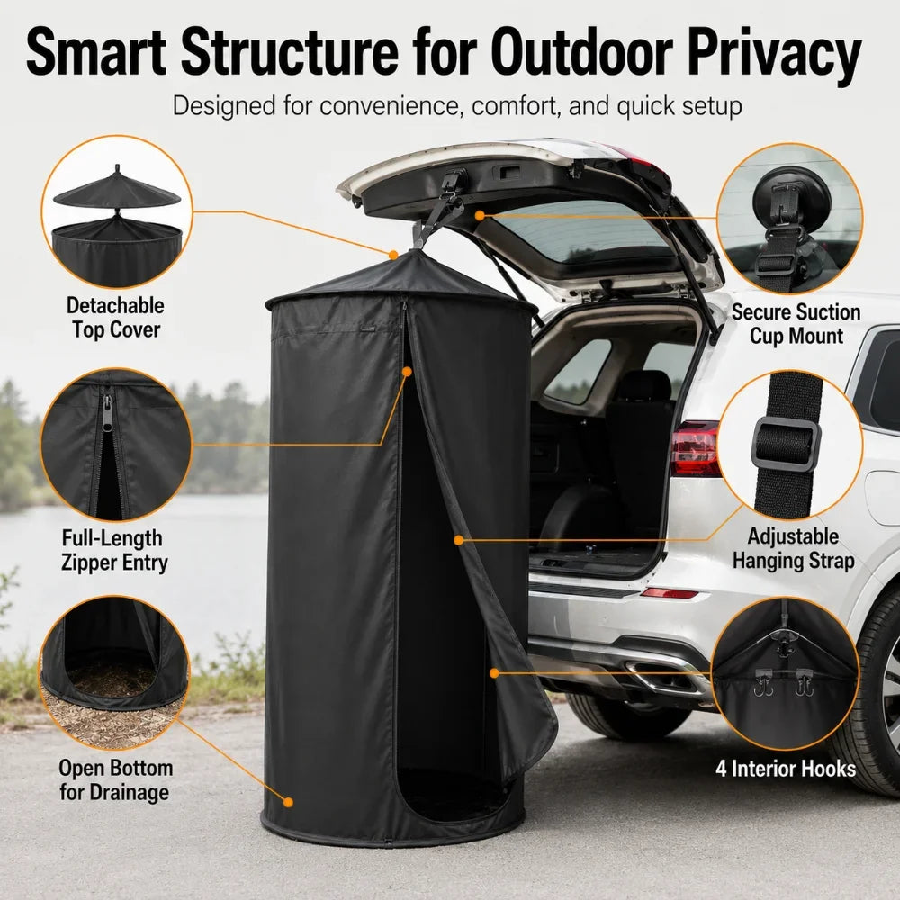 SUV Car Tailgate Privacy Tent Portable Outdoor Shower Tent Foldable Dressing Room Toilet Shelter Camping Travel Accessory