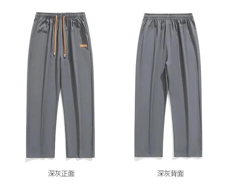 Spring Autumn Men's Clothing Drapey Wide-leg Pants, Loose Sports Pants Trendy Straight-leg Casual Trousers