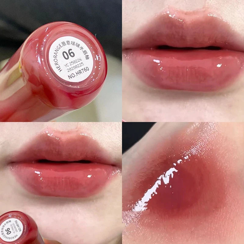 Smoked Grape Purple Red Lip Glaze Mirror Water Lip Gloss Moisturizing Liquid Lipstick Clear Tint Makeup Korean Women Cosmetics
