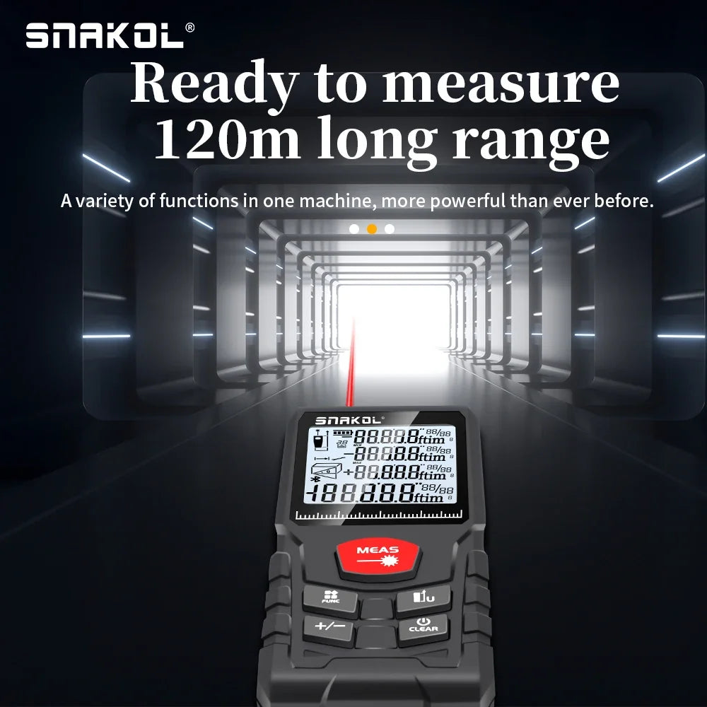 Snakol Digital Laser Distance Meter Rangefinder 50m/70m/100m/120m - Trena Roulette Ruler Tape for Measurement