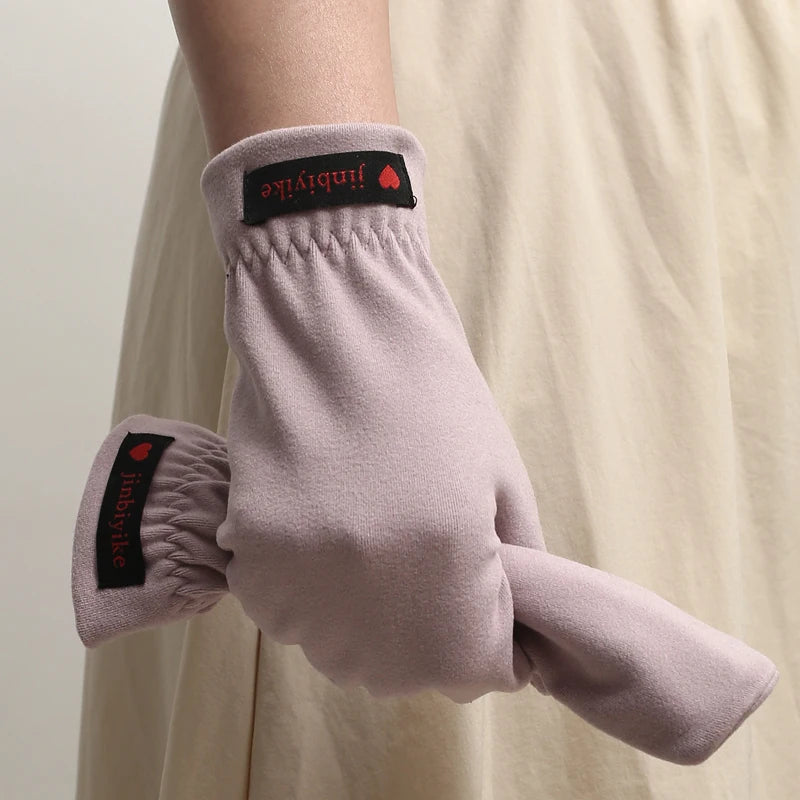 Mittens male warm cycling driving cold students windproof elastic winter thin velvet lovers all refer to female Half round glove