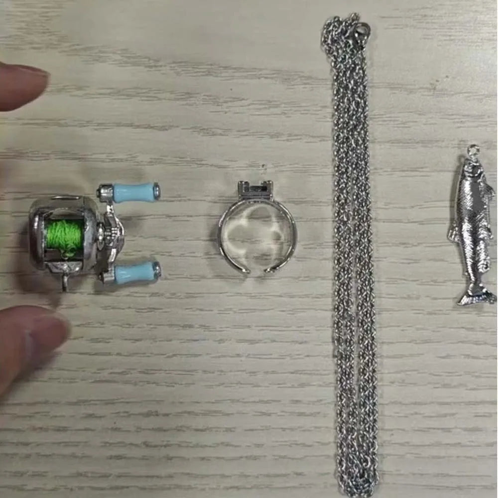 Neck Chain Luxury Fishing Reel Necklace Rotatable Exquisite Fishing Reel Ring High-end Pendant Men Neck Pendant Daily