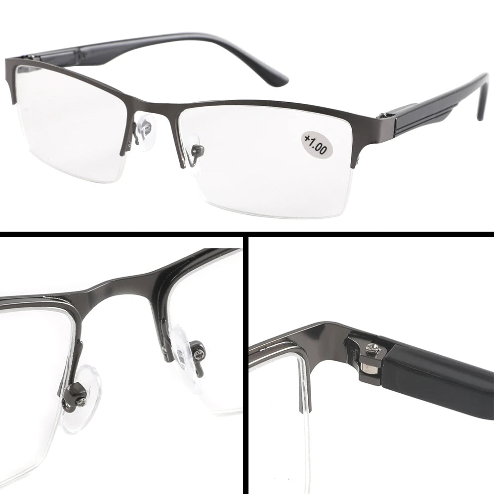 Reading Glasses for Men Women Alloy Eyeglass Frame Spring Hinge Glass Anti Glare Filter Lightweight Eyeglasses Quality Readers