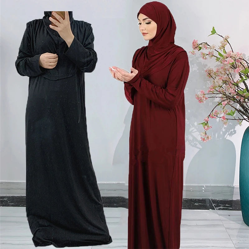 Eid Hooded Muslim Women Hijab Dress Prayer Garment Jilbab Abaya Long Khimar Full Cover Ramadan Gown Abayas Islamic Clothes Niqab