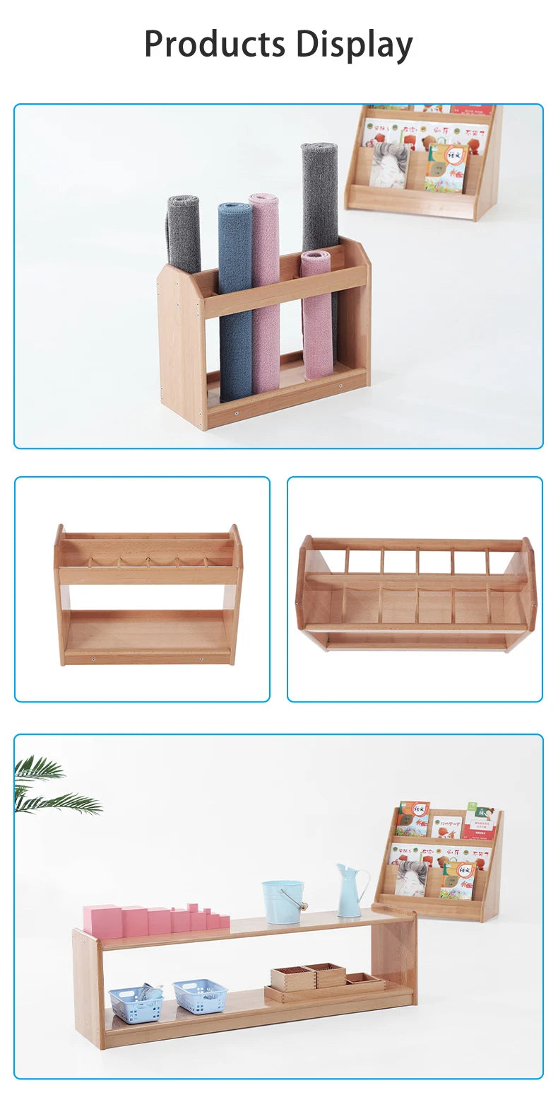 Montessori Furniture Kids Beachwood Shelf/ Cabinet/ Table/ Rug Stand/ Cupboard Materials for Kindergarten Childcare Center