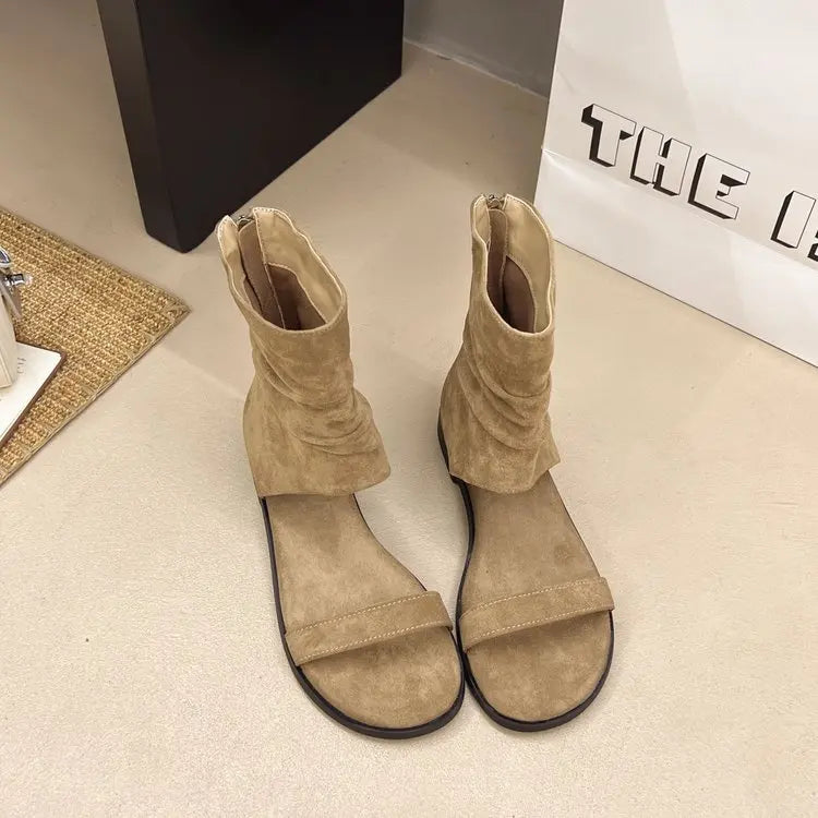 2025 Female Low Heel Footwear Gladiator Sandals Shoes For Women Zippers Fashion Open Toe Ladies Sandals Ankle Booties Shoe Pumps