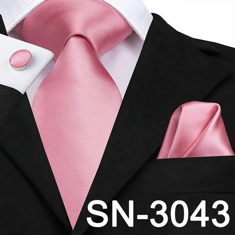 Hi-Tie Silk Men Tie Peach Pink Floral Wedding Necktie for Men Luxury Necktie Handkerchief Cufflink Fashion Design Business