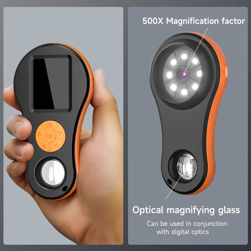 Digital Magnifier HD1080P Portable Handheld Microscope 2.0’’ IPS Screen 8 LEDs With Magnifying Glass for Electronics PCB Repair