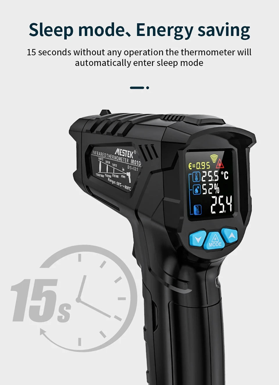 Digital Infrared Thermometer Non-contact Laser Temperature Meter Pyrometer Imager Hygrometer IR Termometro LCD Light Alarm