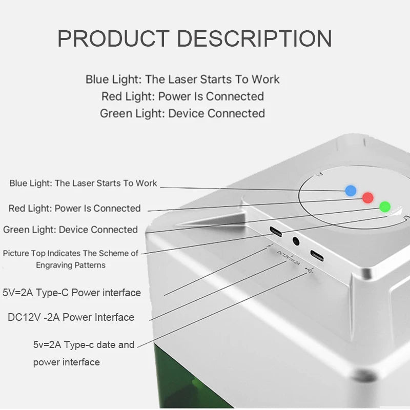 New Laser Engraver DIY Mark Printer Cutter Woodworking Machines Plastic 3000mw Bluetooth Mini Engraving Machine