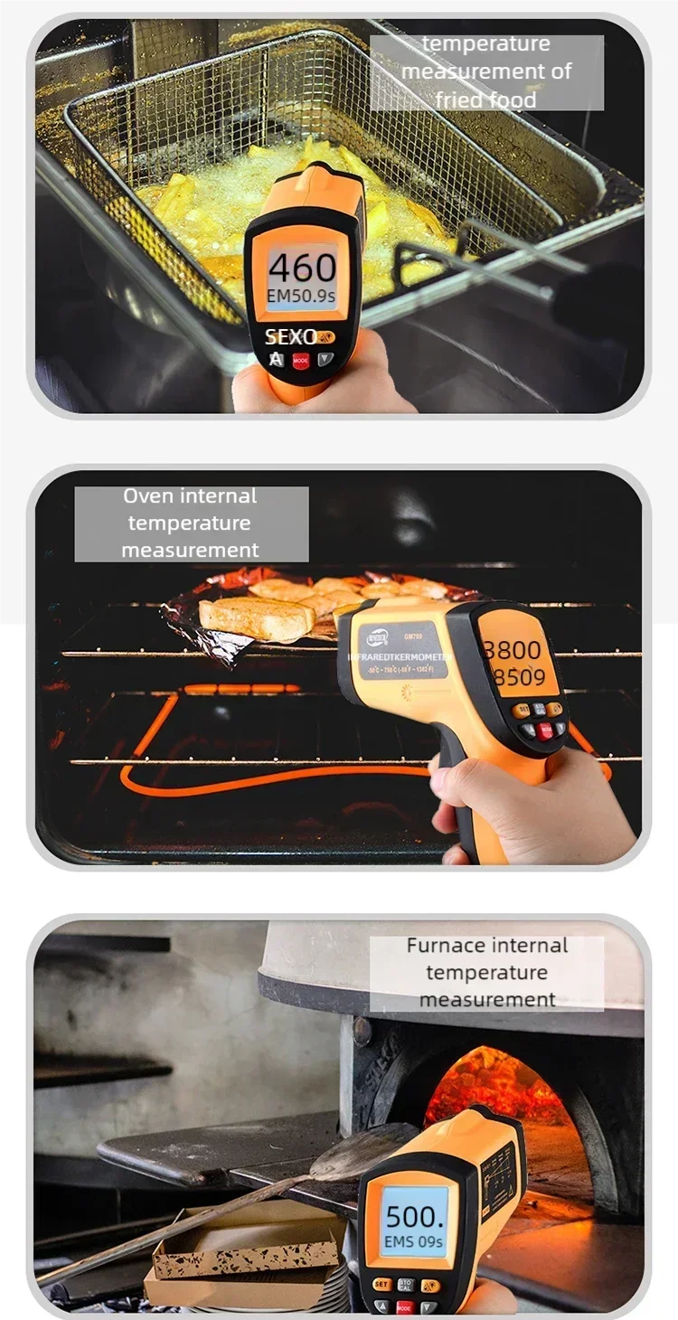 LCD Digital Laser Temperature  Meter Gun High-precision Infrared Thermometer -50~400°C Laser Positioning Non-contact Thermometer
