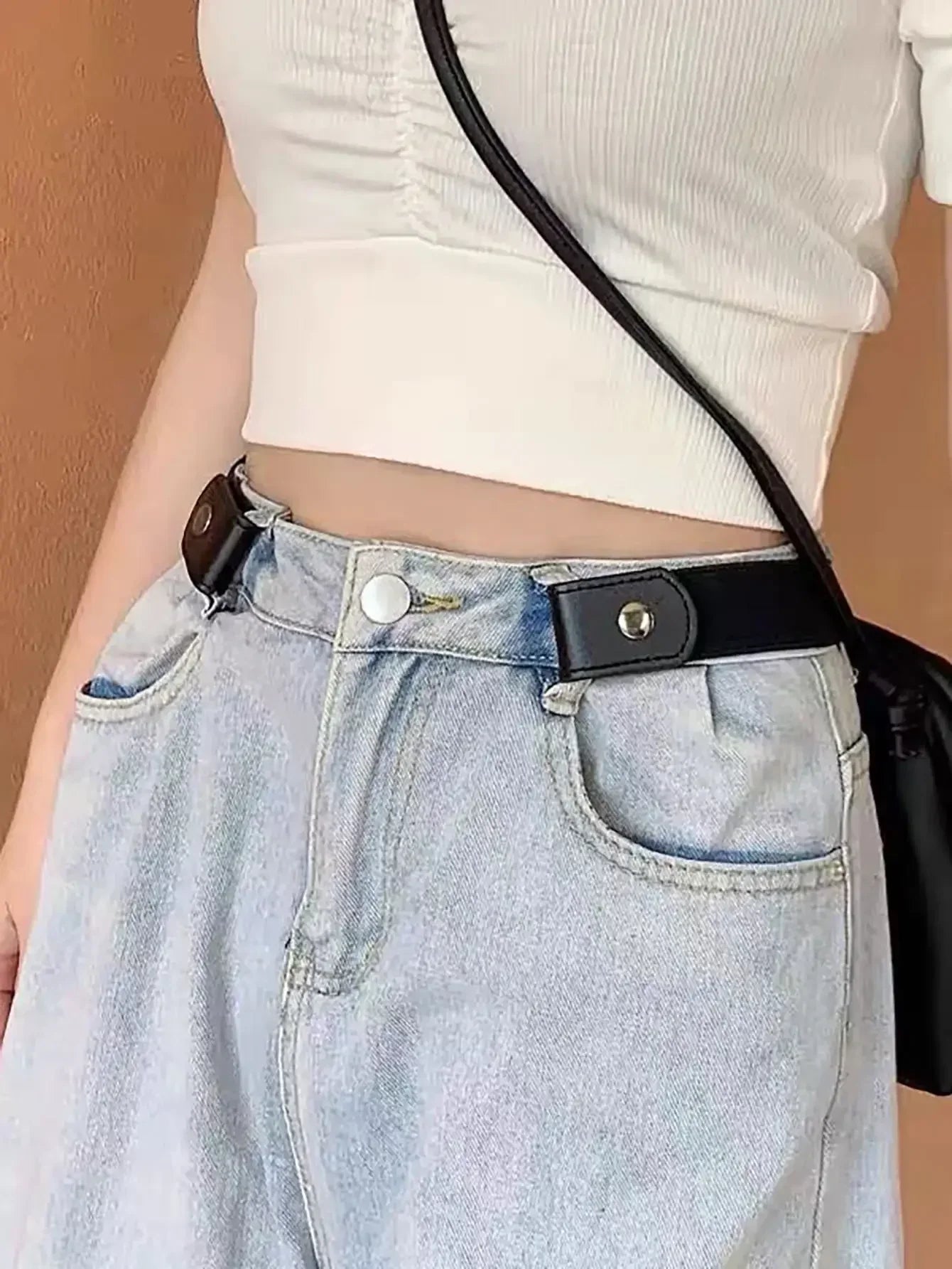 Buckle-Free Belt For Jean Pants,Dresses,No Buckle Stretch Elastic Waist Belt For Women/Men,No Bulge,No Hassle Waist Belt