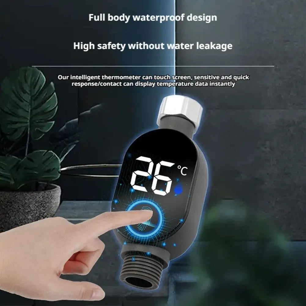 Shower Water Thermometer LED Digital Display&Intelligent Touch Activation 0℃~99℃ Bath Thermostat For Home Bathroom Measurement